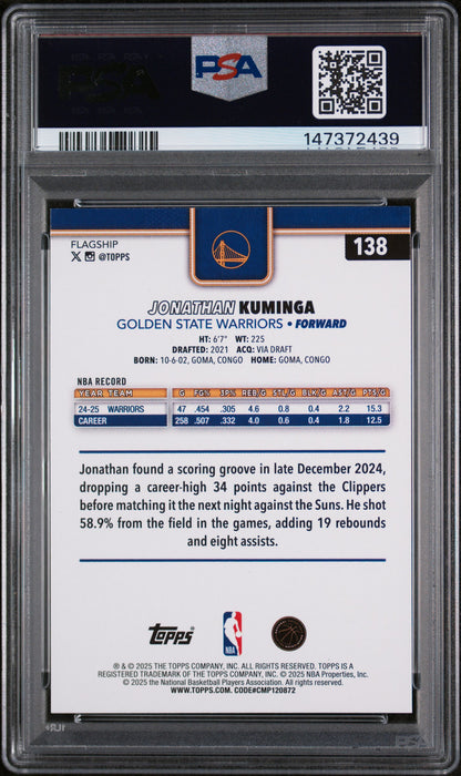 2025 Topps #138 Jonathan Kuminga Season Tip Off Green Flbrd PSA 9