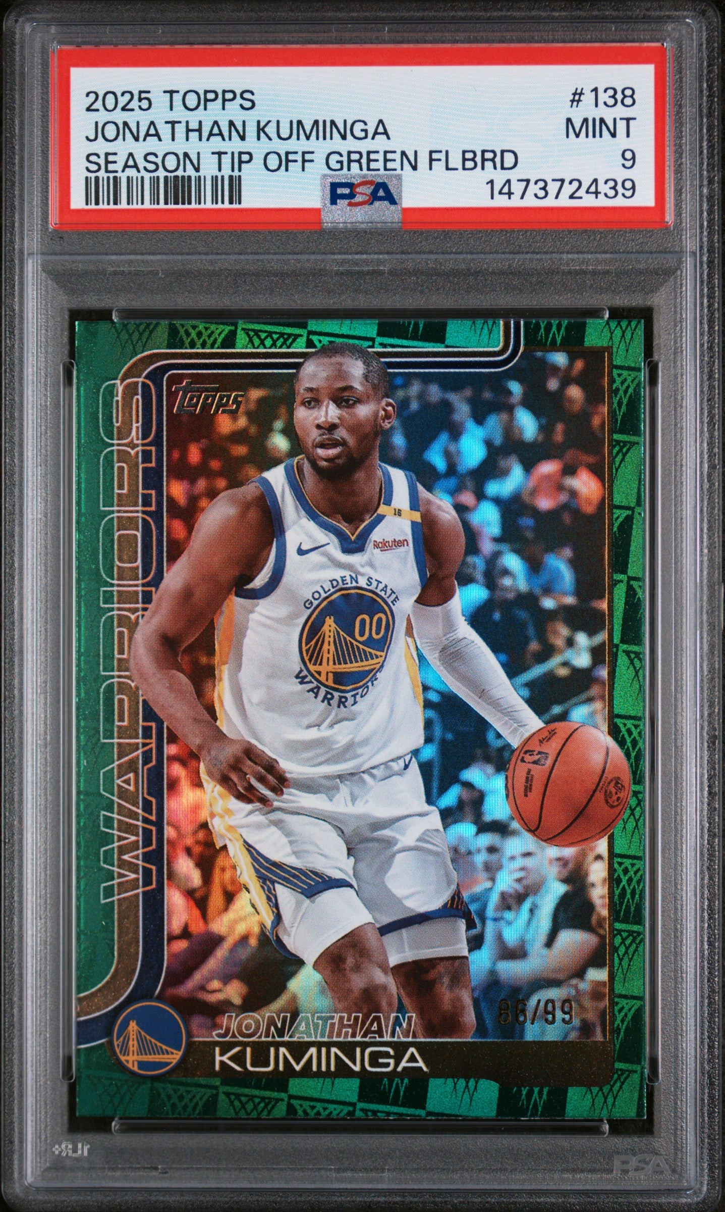 2025 Topps #138 Jonathan Kuminga Season Tip Off Green Flbrd PSA 9