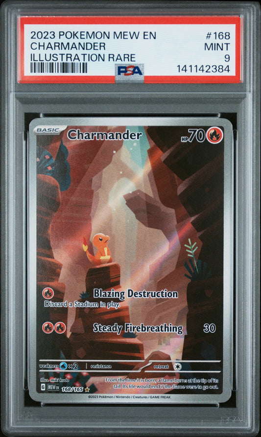 2023 Pokemon Mew En-151 #168 Charmander Illustration Rare PSA 9