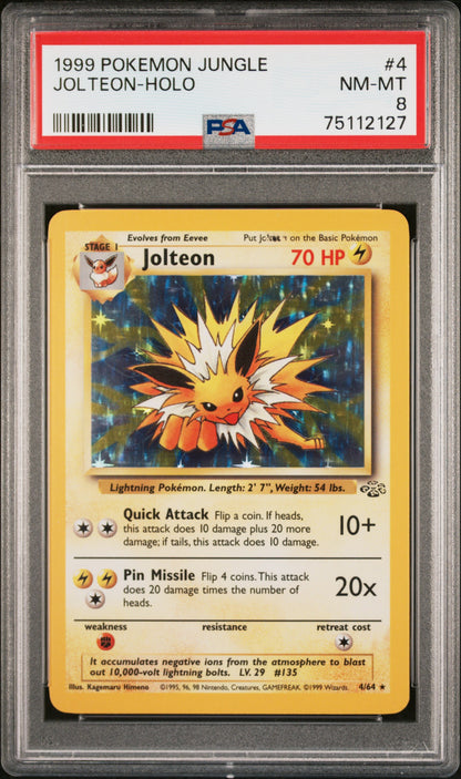 1999 Pokemon Jungle #4 Jolteon-Holo PSA 8