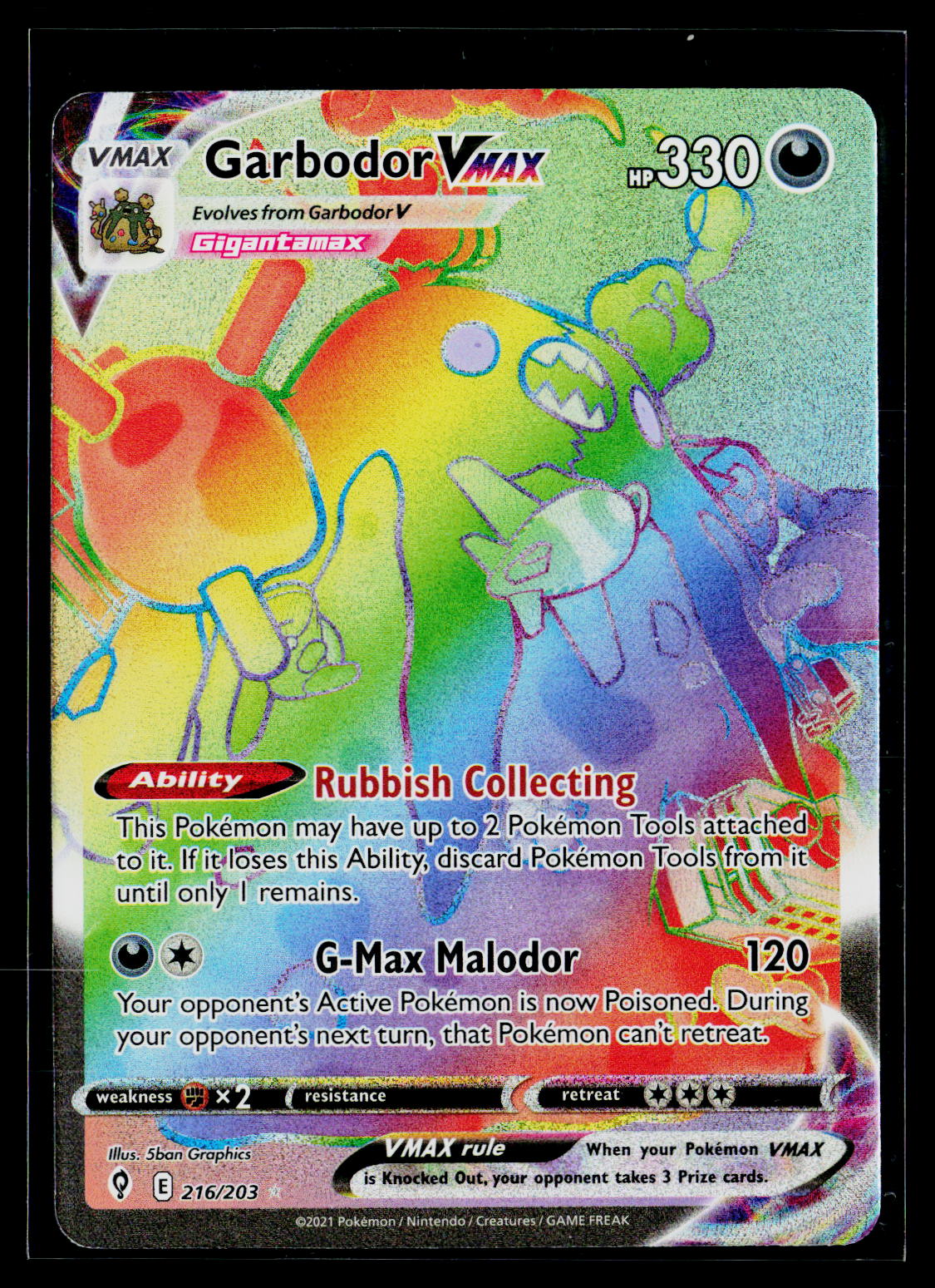 SWSH07: Evolving Skies #216/203 Garbodor VMAX (Secret)