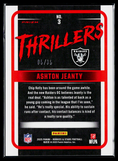2025 Panini Rookies & Stars #3 Ashton Jeanty Thrillers Purple #/35