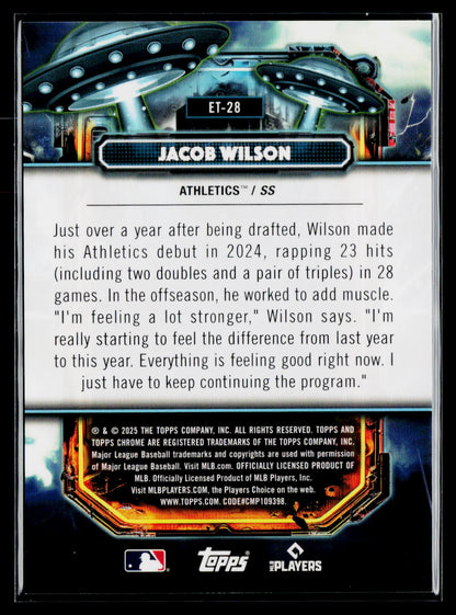 2025 Topps Chrome Cosmic ET-28 Jacob Wilson Extraterrestrial Talent /50