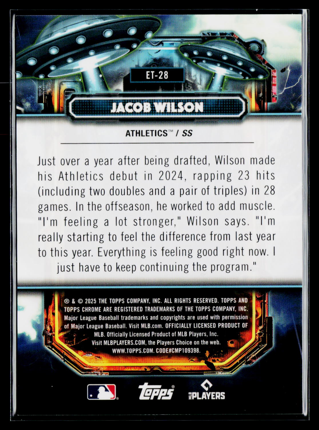 2025 Topps Chrome Cosmic ET-28 Jacob Wilson Extraterrestrial Talent /50