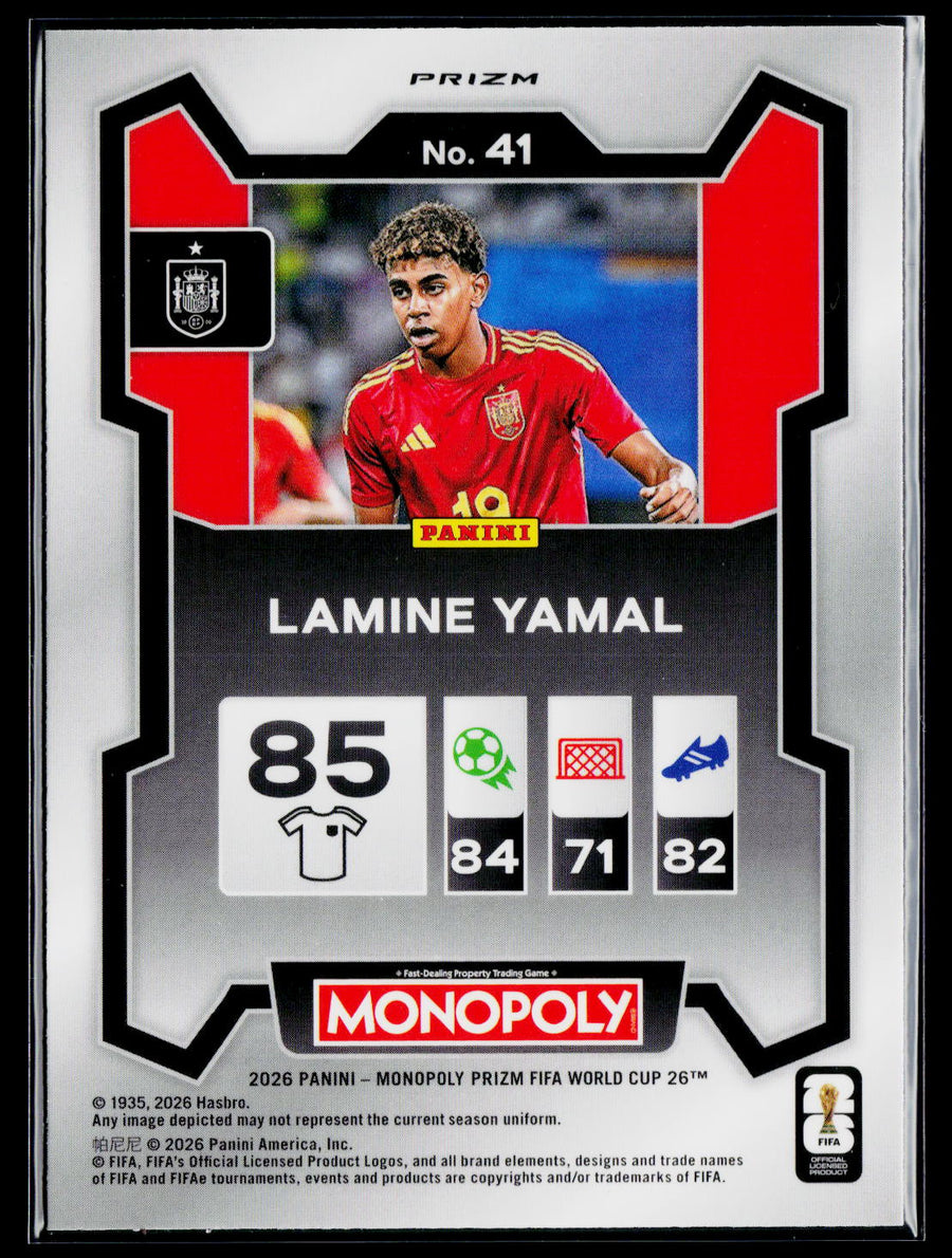 2026 Panini Prizm Monopoly FIFA World Cup 41 Lamine Yamal Sparkle Pink Prizm