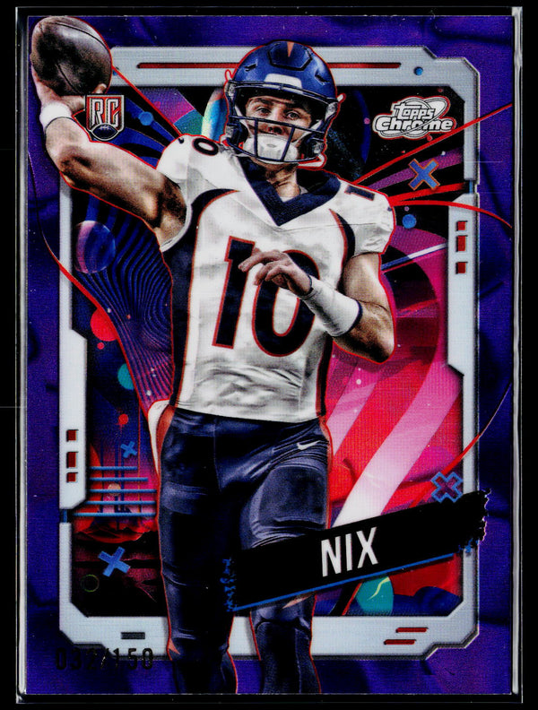 2024 Topps Chrome Cosmic #127 Bo Nix Purple Nebula Refractors #/150