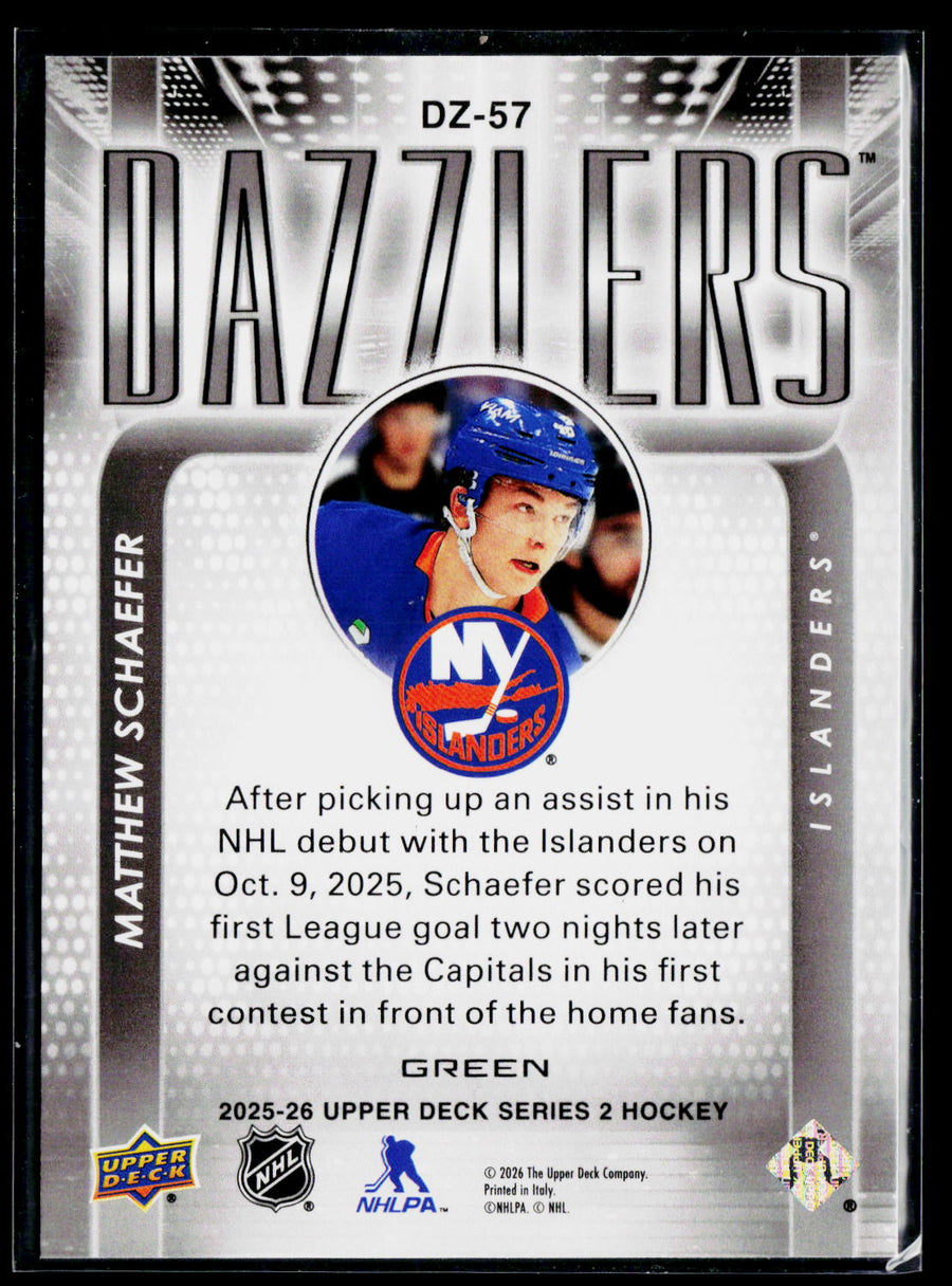2025-26 Upper Deck #DZ-57 Matthew Schaefer Dazzlers Green