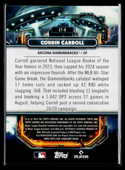 2025 Topps Chrome Cosmic ET-9 Corbin Carroll Gold Interstellar Refractor /50