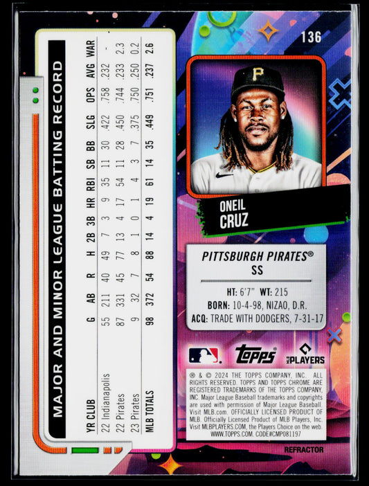 2024 Topps Chrome Cosmic #136 Oneil Cruz