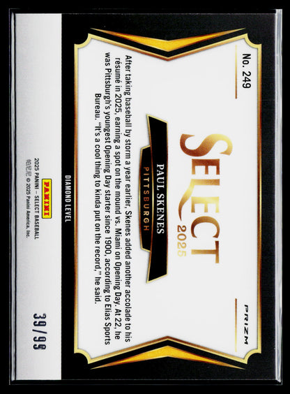 2025 Panini Select #249 Paul Skenes Red and Blue Prizms #/99