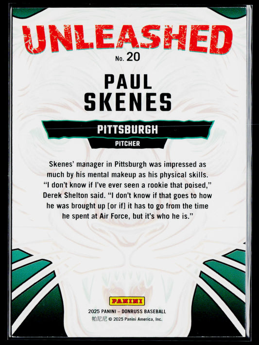 2025 Donruss #20 Paul Skenes Unleashed Blue Xplosion #/49