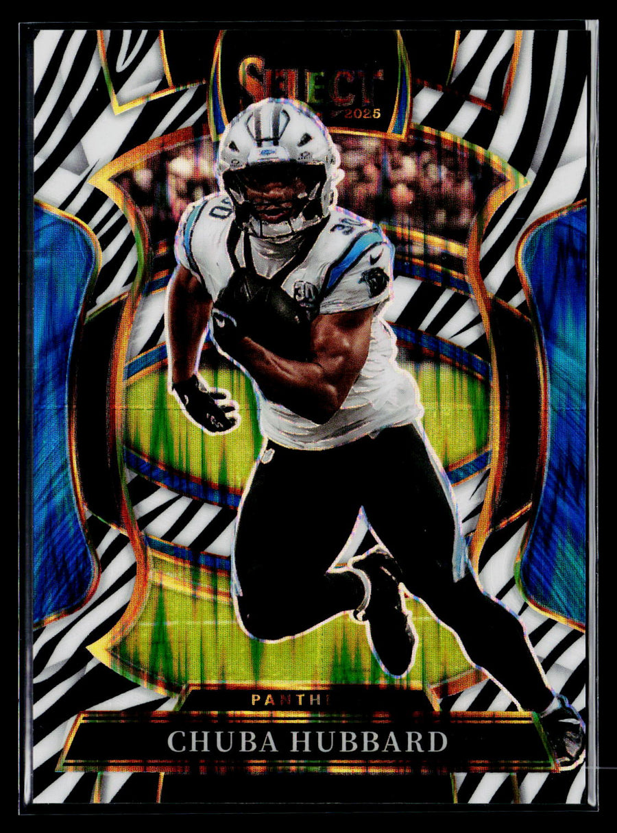 2025 Panini Select #43 Chuba Hubbard Zebra Prizm