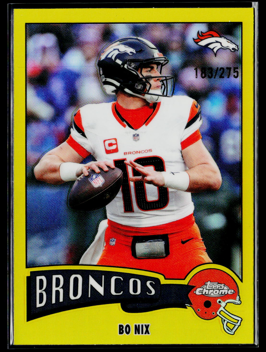 2025 Topps Chrome #1975-11 Bo Nix 1975 Topps Yellow Refractor #/275