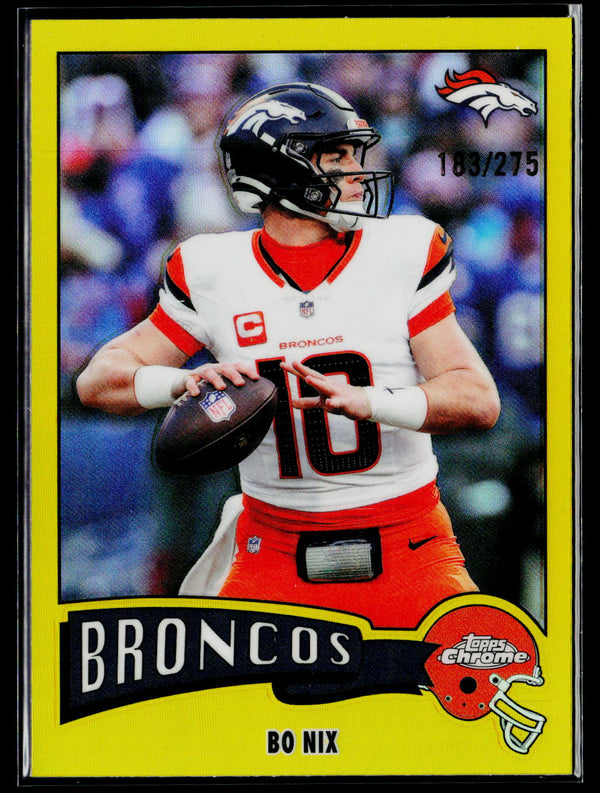 2025 Topps Chrome #1975-11 Bo Nix 1975 Topps Yellow Refractor #/275
