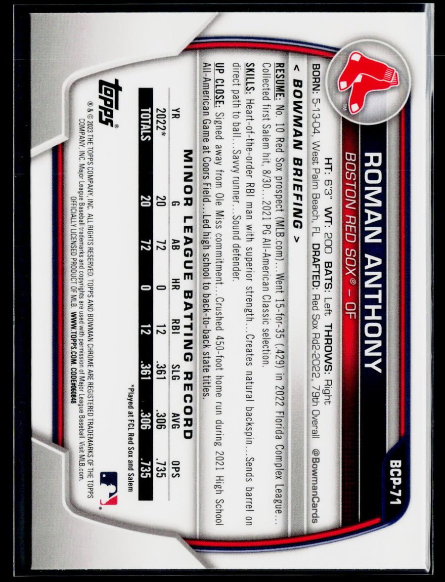 2023 Bowman Sapphire Edition #BCP-71 Roman Anthony
