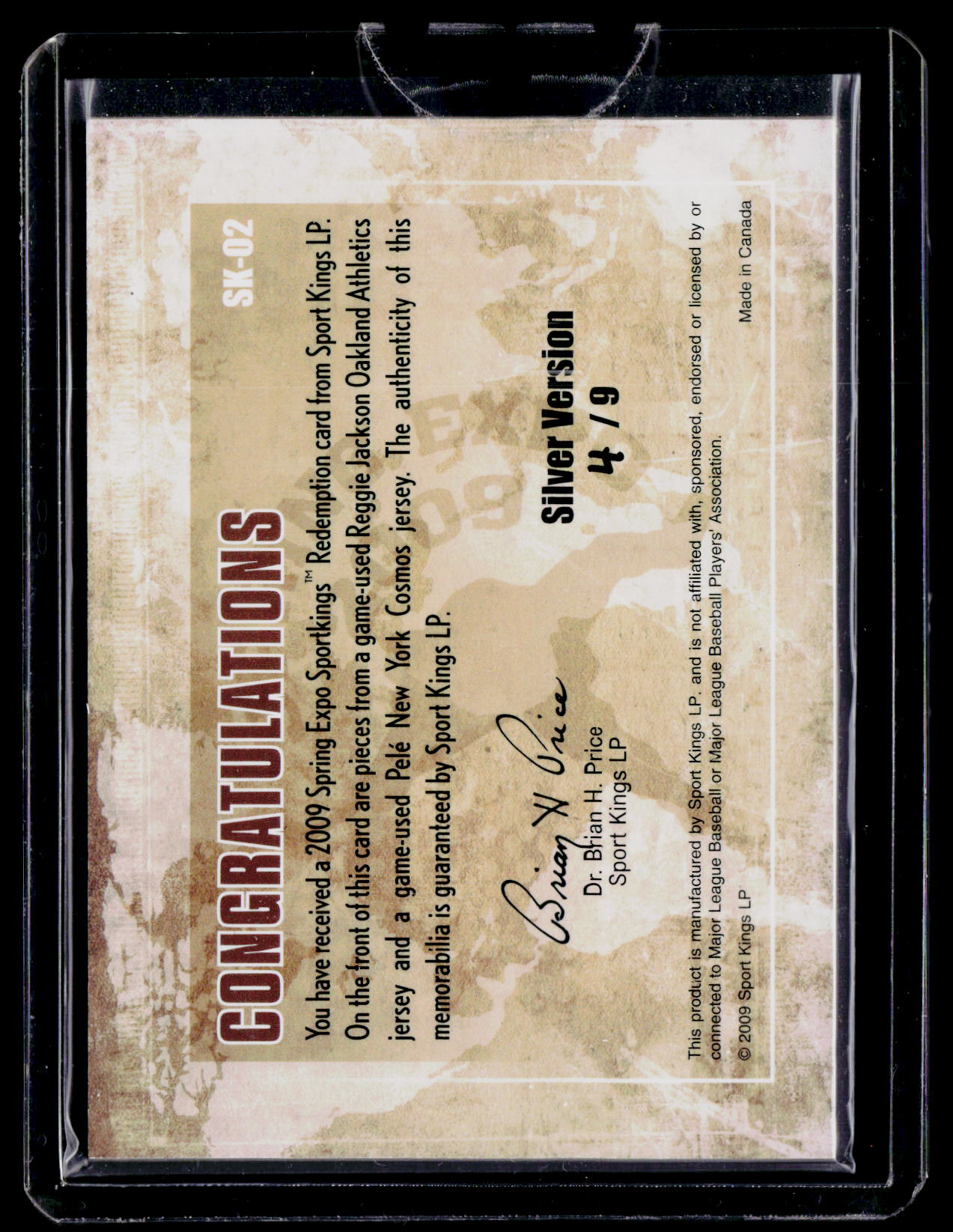 Sporting Spring Expo #SK-02 Reggie Jackson Pele Silver Version /9