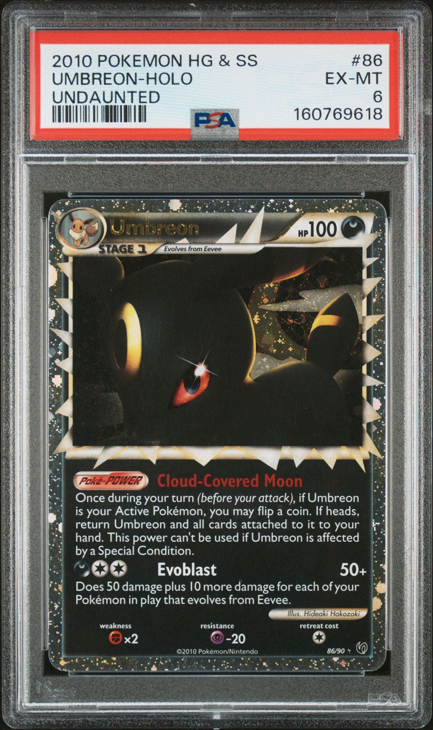 2010 Pokemon Heartgold & Soulsilver Undaunted #86 Umbreon-Holo Undaunted PSA 6