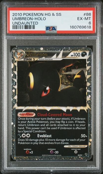 2010 Pokemon Heartgold & Soulsilver Undaunted #86 Umbreon-Holo Undaunted PSA 6