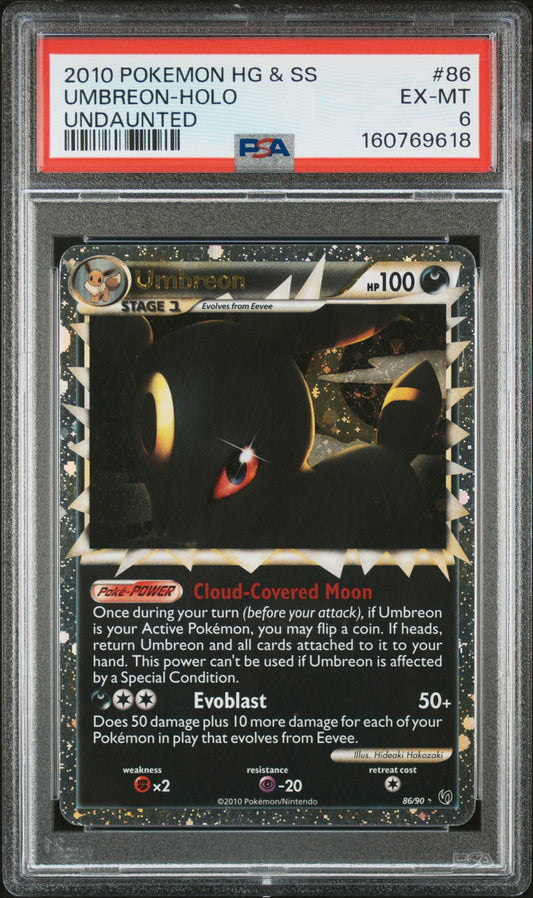 2010 Pokemon Heartgold & Soulsilver Undaunted #86 Umbreon-Holo Undaunted PSA 6