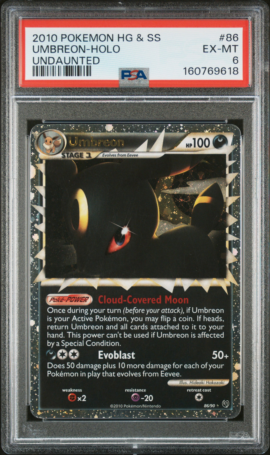 2010 Pokemon Heartgold & Soulsilver Undaunted #86 Umbreon-Holo Undaunted PSA 6