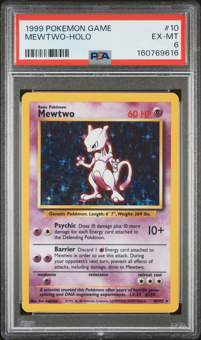 1999 Pokemon Game #10 Mewtwo-Holo PSA 6
