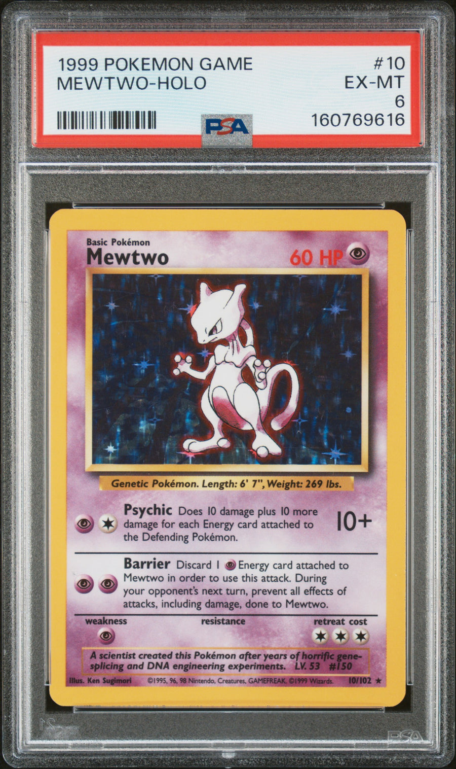 1999 Pokemon Game #10 Mewtwo-Holo PSA 6