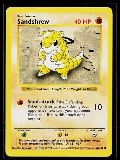 Base Set (Shadowless) #062/102 Sandshrew