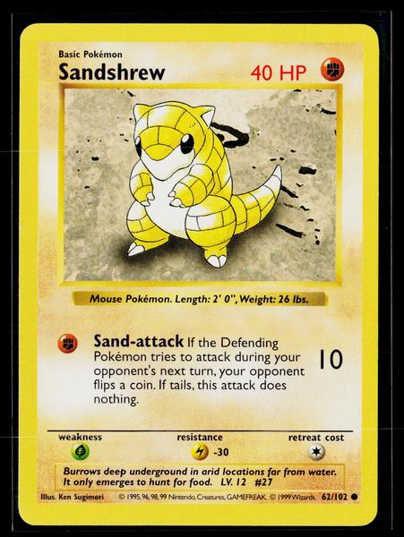 Base Set (Shadowless) #062/102 Sandshrew