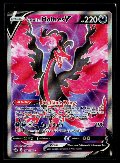 SWSH06: Chilling Reign #176/198 Galarian Moltres V (Full Art)