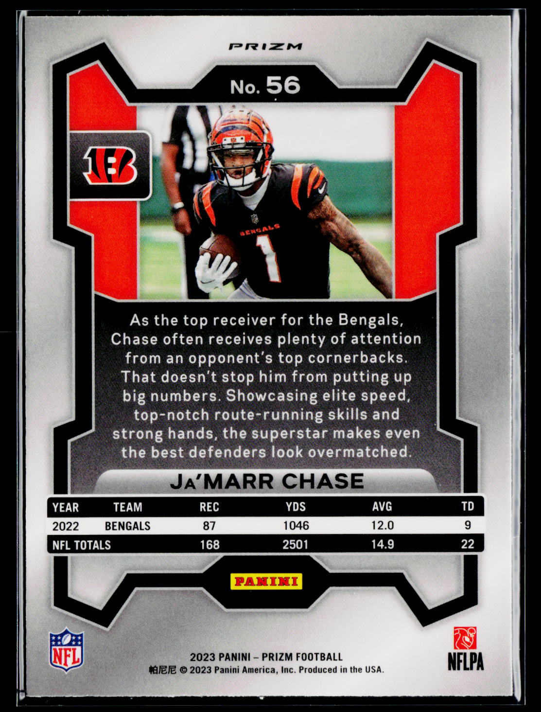2023 Panini Prizm #56 Ja'Marr Chase Black and White Checker
