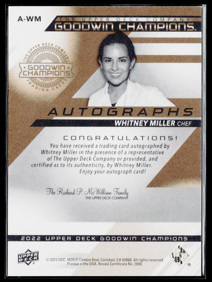 2022 Upper Deck Goodwin Champions A-WM Whitney Miller Autographs /50
