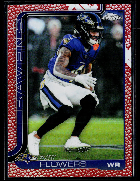 2025 Topps Chrome #22 Zay Flowers Football Leather Refractor