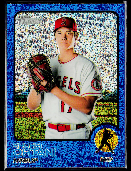 2022 Topps Heritage #150 Shohei Ohtani Chrome Blue Sparkle
