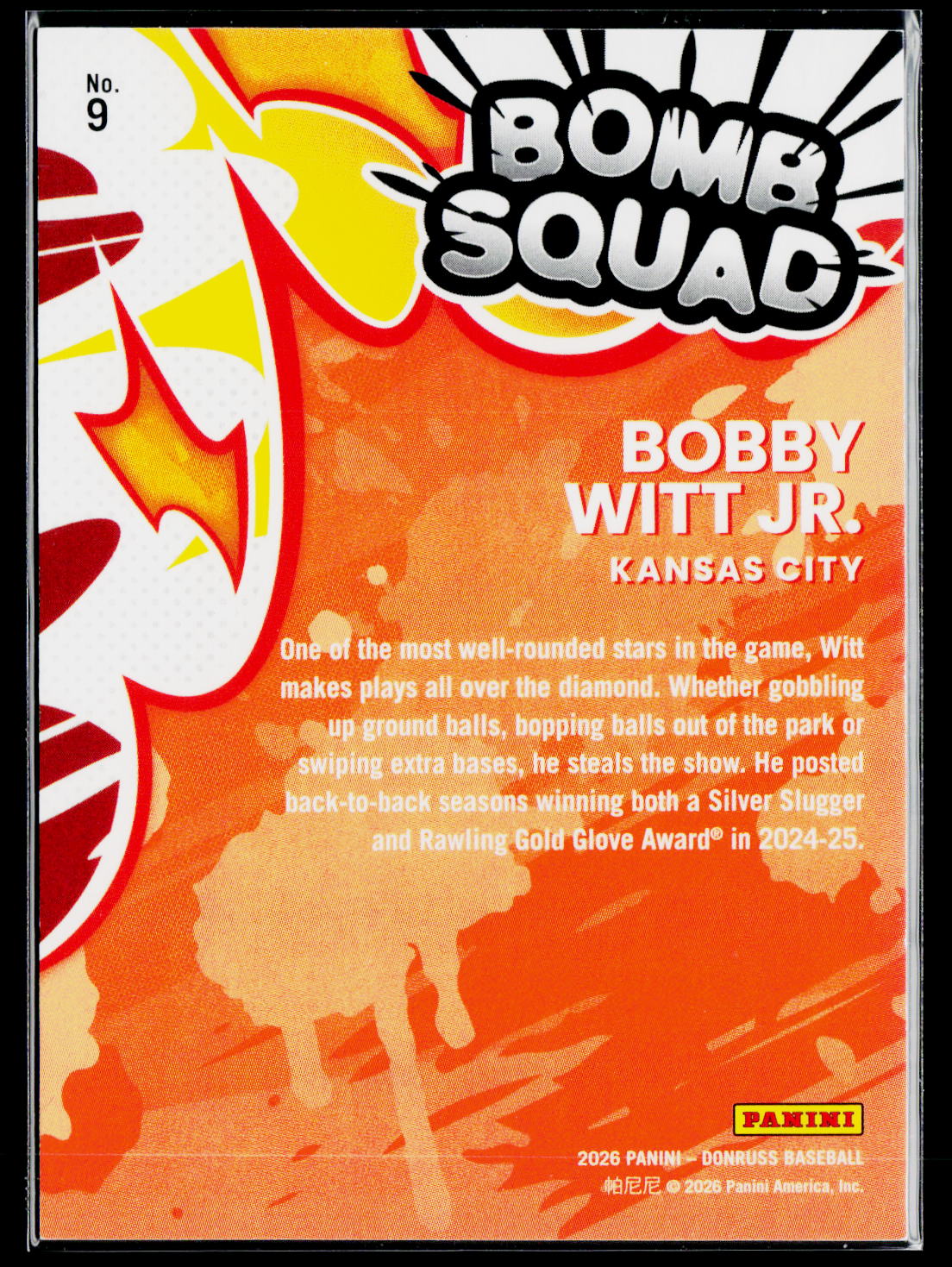 2026 Donruss #9 Bobby Witt Jr. Bomb Squad Green Xplosion #/25