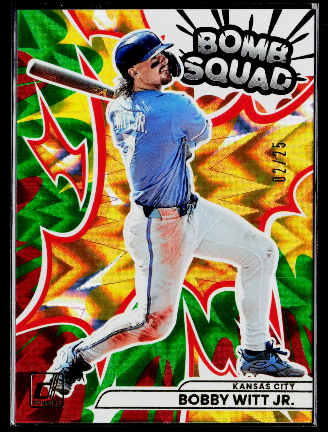 2026 Donruss #9 Bobby Witt Jr. Bomb Squad Green Xplosion #/25
