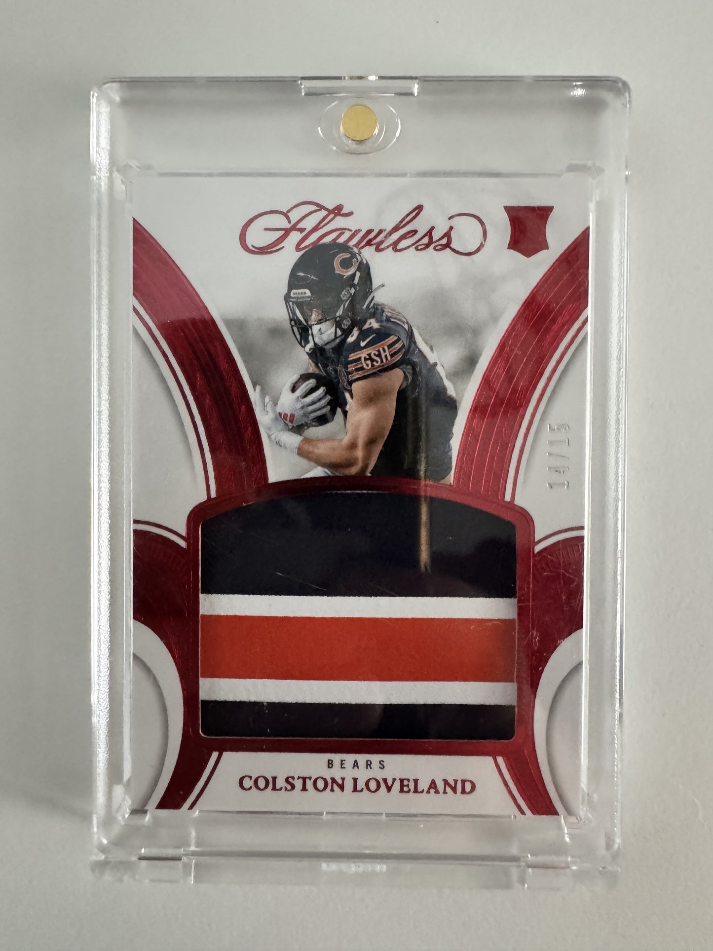 2025 Panini Flawless #RP-CLD Colston Loveland Rookie Patches Ruby #/15