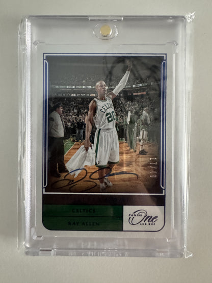 2021-22 Panini One and One TM-RAL Ray Allen Timeless Moments Autographs Blue /49
