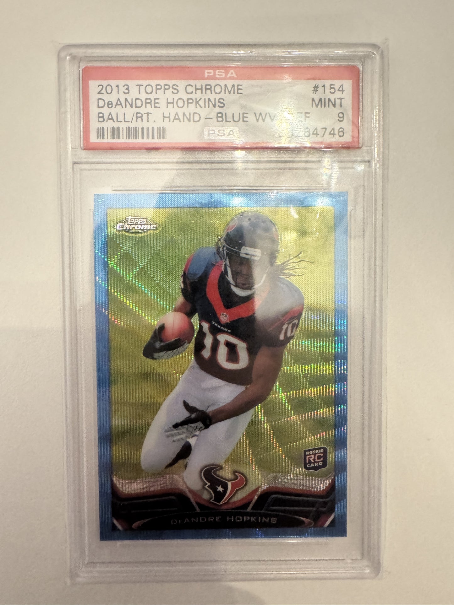 2013 Topps Chrome #154 Deandre Hopkins Blue Wave Refractor PSA 9