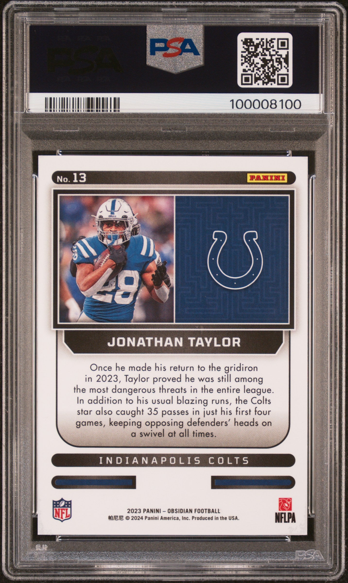 2023 Panini Obsidian 13 Jonathan Taylor Supernova-Ee Asia Red Flood PSA 9