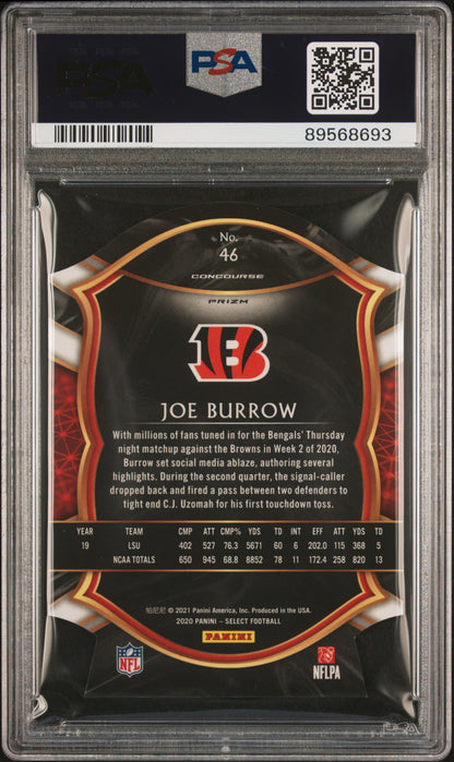 2020 Panini Select #46 Joe Burrow Die-Cut Tri-Color Prizm PSA 9