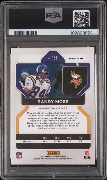2021 Panini Prizm #133 Randy Moss Lazer Prizm PSA 9