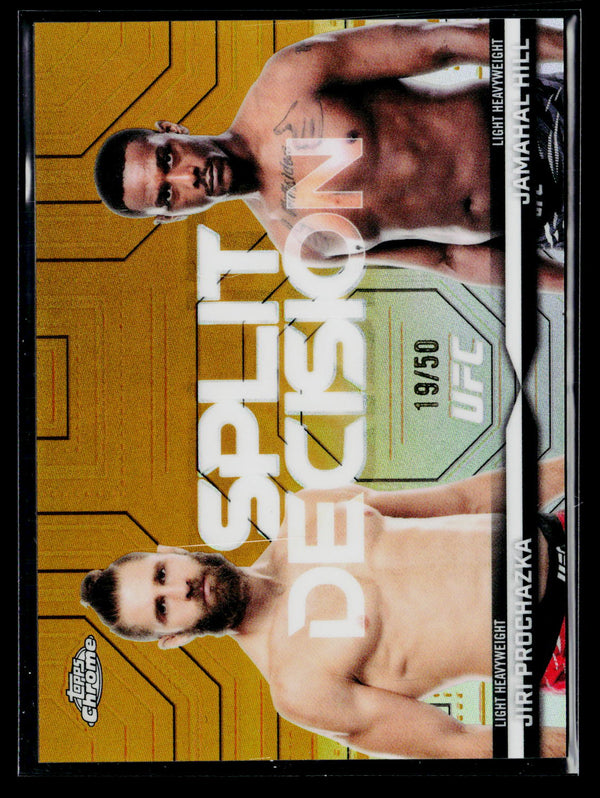 2026 Topps Chrome UFC SP-17 Jiri Prochazka Jamahal Hill Split Gold Refractor /50