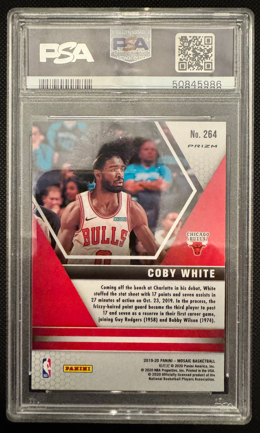 2019 Panini Mosaic #264 Coby White Silver Prizm PSA 10
