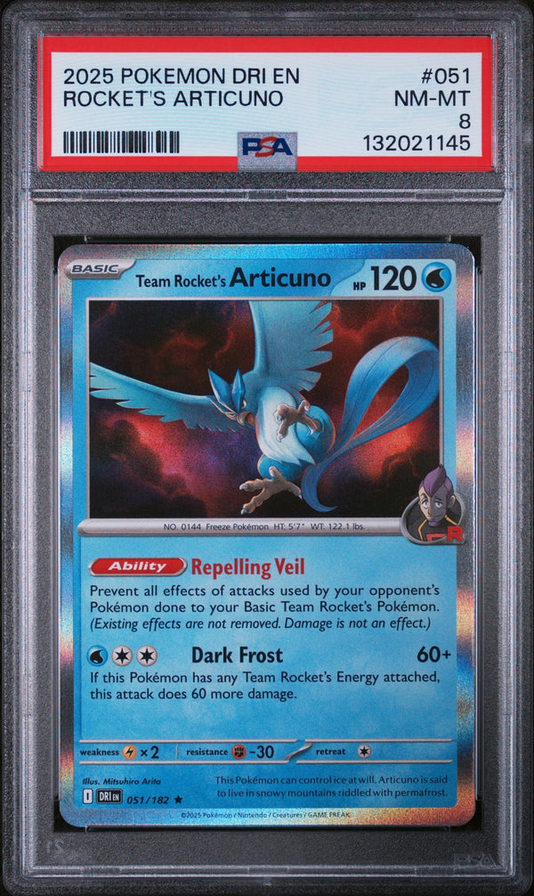 2025 Pokemon Dri En-Destined Rivals #051 Rocket'S Articuno PSA 8