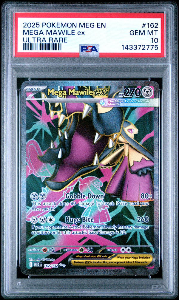2025 Pokemon Meg En-Mega Evolution #162 Mega Mawile Ex Ultra Rare PSA 10