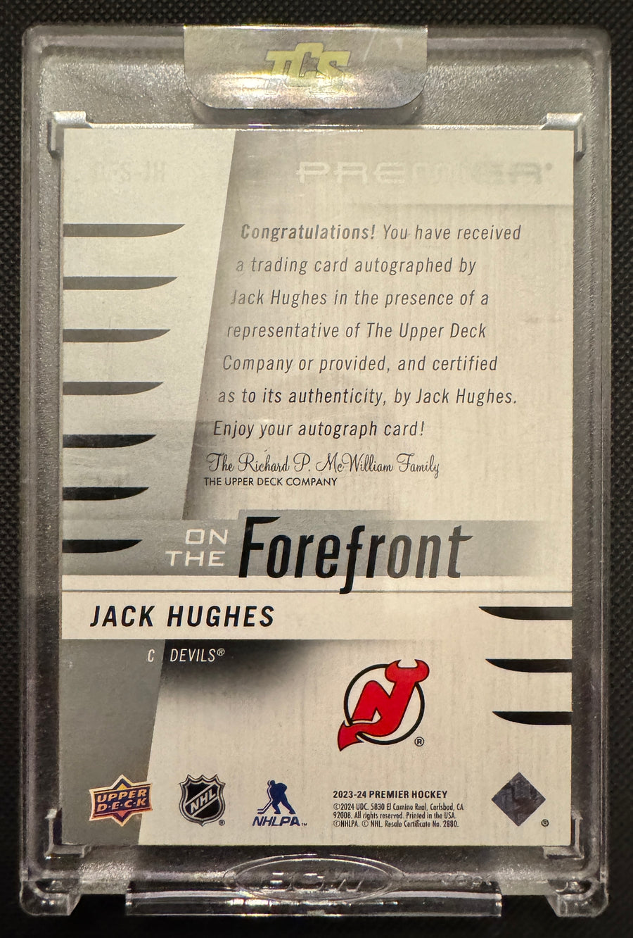 2023-24 Upper Deck Premier OFS-JH Jack Hughes Auto /5