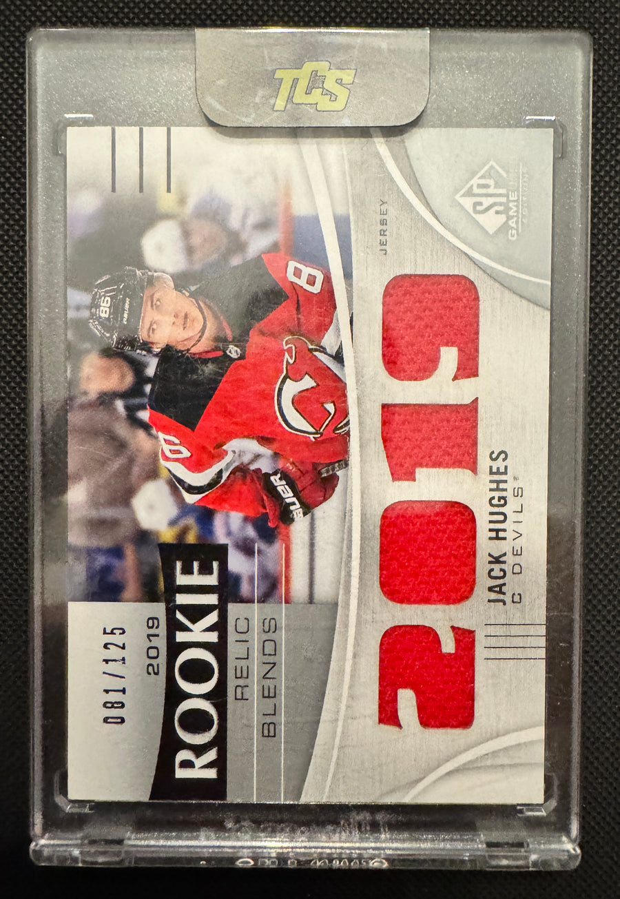 2019-20 SP Game Used #RRB-JH Jack Hughes 2019 Rookie Relic Blends #/125