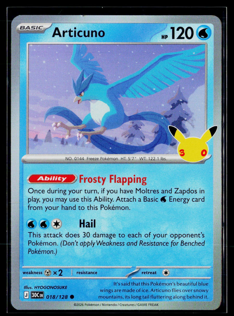 ME: 30th Celebration 018/128 Articuno holo