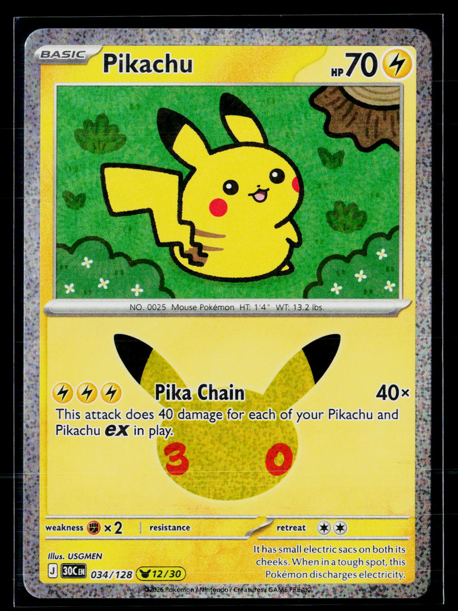 ME: 30th Celebration 034/128 Pikachu
