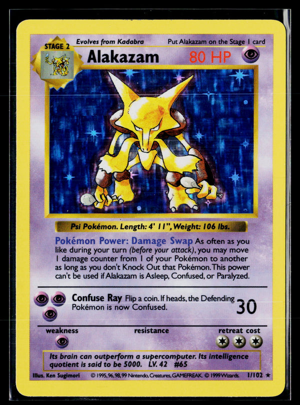 Base Set (Shadowless) 001/102 Alakazam NM